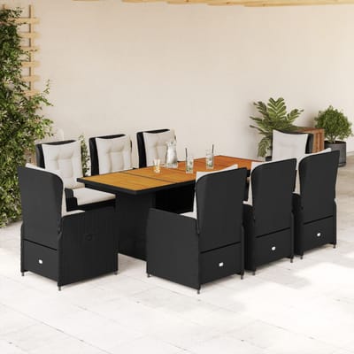 vidaXL - 9-delige - Tuinset - poly - rattan - zwart