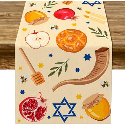 Rosh Hashanah Linnen Tafel Runner Feestdecoraties Shana Tova Joods Nieuwjaar Tafel Lopers Keuken Eettafel Decor 150x33cm