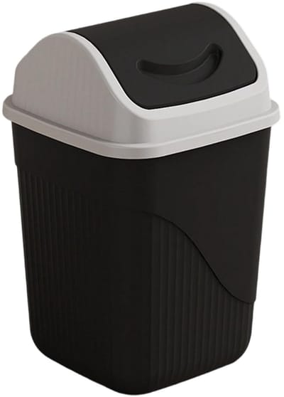 Badkamer afvalemmer - Prullenbakje toilet - Compacte ruimtes - Draaibaar deksel mechanisme - 27 x 10 x 10 cm - Zwart