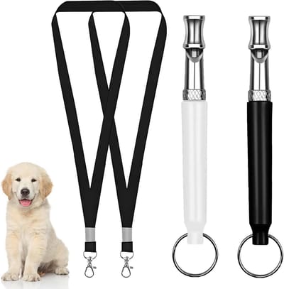 Set van 2 Hondensignaalfluitjes, Trainingsfluitjes met Lanyard voor Terugroepen en Stoppen van Blaffen voor Diverse Rassen