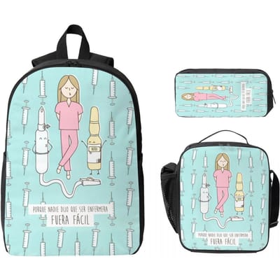 Ensemble de Sac à Dos Docteur Infirmière Enfermera En Apuros pour Filles Garçons Boîtes à Crayons Sacs à Dos avec Boîte à Lunch Pour Étudiants Sac à Dos