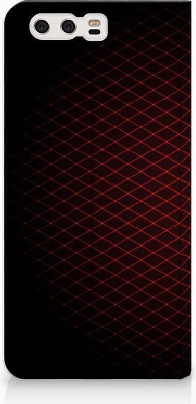 Huawei P10 Plus Hoesje met Magneet Geruit Rood