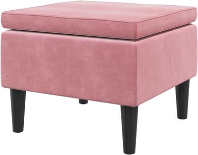 Fluwelen voetenbank met houten poten, zachte fluwelen kruk als voetensteun of extra zitgelegenheid voor woonkamer en hal, modern design met stabiele bekleding, max