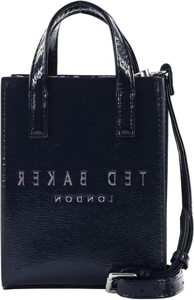 Icon Tas - Schoudertas Dames - Dagelijks Gebruik - Gedrukt Crinkle Patroon - 14 x 5 x 18 cm - Marineblauw