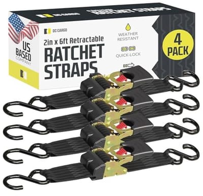 Intrekbare Ratelriem 4 Stuks (5 cm x 1,8 m) - Heavy Duty Automatische Spanbanden voor Aanhangwagens en Voertuigen