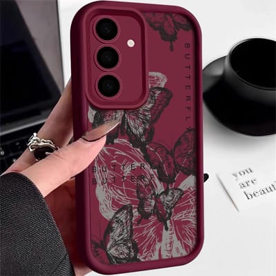Inkt Vlinder Siliconen Hoesje Voor Samsung Galaxy S25 S24 S23 S22 Ultra S21 S24 FE A14 A34 A15 A35 A52 A53 A54 A56 A16 Telefoonhoesje For Galaxy S22