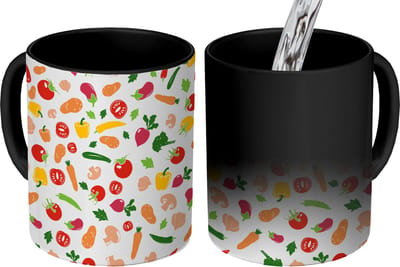 Magische Mok - Foto op Warmte Mokken - Koffiemok - Groenten - Regenboog - Vegan - Patroon - Magic Mok - Beker - 350 ML - Theemok