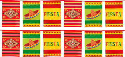 Boland Mexicaanse vlaggenlijn - 2x - 10 meter - kunststof - vlaggentjes - thema mexico
