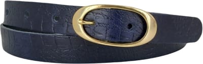 Dames Riem | Vrouwen Riem | Leren Riem | Lederen Riem | Kleur: navy | Gouden Gesp | 2,5cm breed | Riemmaat: 85cm (totale lengte: 100cm) | 100% echt leer | Nikkelvrije gesp