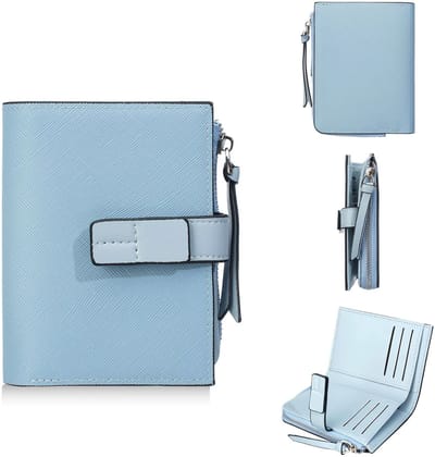 Dames Mini Portemonnee Ultra Dun – Kleine Portefeuille met Rits, Pashouder, Kaart- en Munthouder met ID-Vak - Blauw