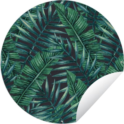 Tuincirkel Bladeren - Tropisch - Jungle - Natuur - 60x60 cm - Ronde Tuinposter - Buiten
