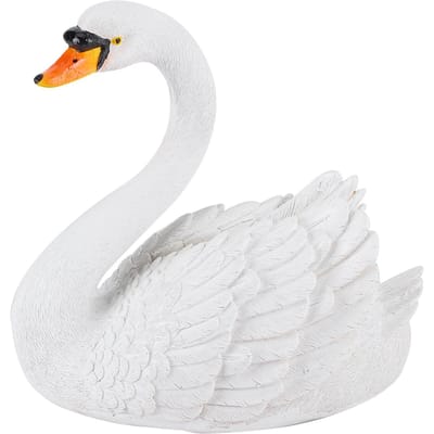 Hars Simulatie Drijvende Witte Zwaan Beeldje Ornament voor Landschap Tuinieren Decoratie white