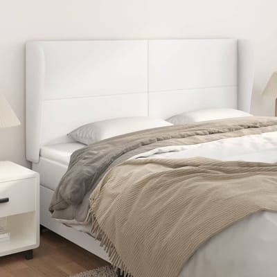 vidaXL - Hoofdbord - met - randen - 163x23x118/128 - cm - kunstleer - wit