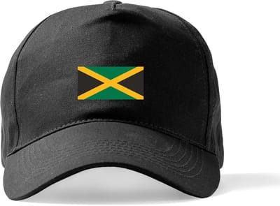 Zwarte Pet Beechfield met Wereldvlaggen, land Jamaica klittenbandsluiting