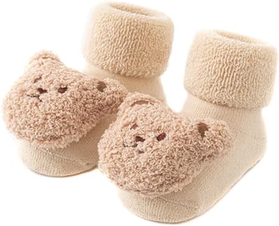 Sokken - Babysokjes - Kindersokken - Pasgeboren babysokjes - Warm en dik - Warme pluche sokken - Warm in de winter, geschikt voor jongens en meisjes thuis in de winter, antislip en warm, (1-3 jaar oud)