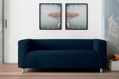 Verstelbare bankovertrek voor Klippan bank hoge armleuningen - marineblauw New York - elastische stof - machine wasbaar