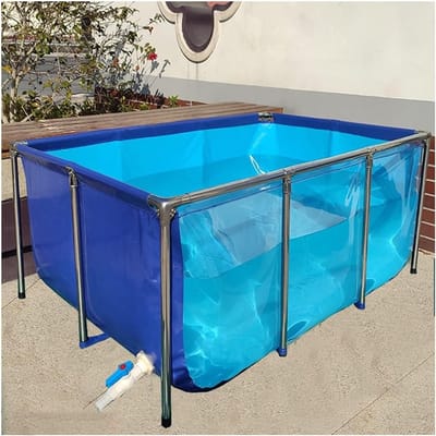 Opvouwbare Visvijver - Buiten Aquarium - Vis Kweek - Met Kijkpaneel - 50 x 50 x 50 cm - Blauw-Helder