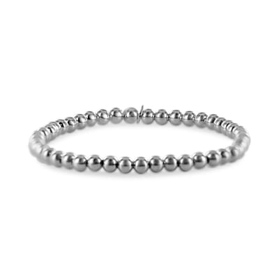 New Bling 9SIL-23252 Zilveren Armband Bolletjes 4mm - 16cm - Rekbaar - Rhodium - Zilver