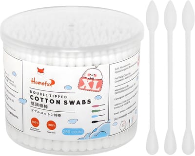 250x XL Wattenstaafjes Puntig - Extra Dikke & Dubbelzijdige Fijne Precisie Wattenstaafjes met Papieren Stokje
