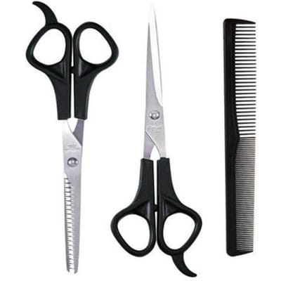 Kit de coupe de cheveux de qualité professionnelle 3 pièces, tranchant et ne collant pas aux cheveux, comprenant un peigne et des accessoires de coupe de cheveux pour un usage domestique 3PCS noir