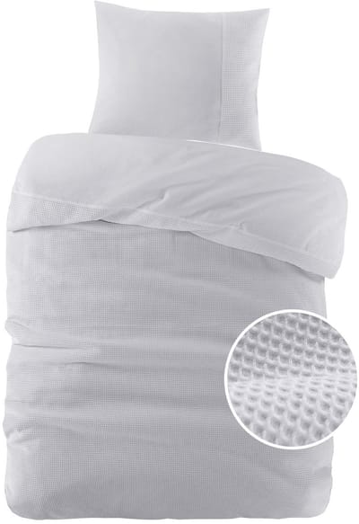 Papillon Dekbedovertrek Mendoza Wafel Grijs - 140x200/220 cm - Hoogwaardige Percale Katoen Super Zacht