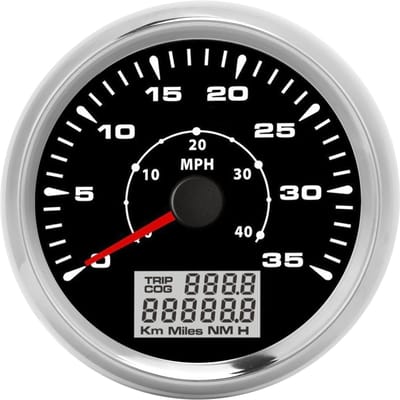 85mm Analoge GPS Snelheidsmeter Kilometerteller 0‑35 Knopen IP67 Waterdicht 9‑32V met 8 Achtergrondverlichting voor Schepen Vrachtwagens white