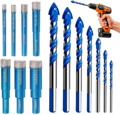 Tegelboor Set - Diamantboren Glasboren - Boren in Harde Materialen - Droog en Nat Boren - 14 Stuks - Zilver