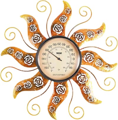 Decoratieve Temperatuurmeter - Zon Thema - Buiten Meten - Waterdicht Mechanisch - 11.2 Inch Scherm - Geel