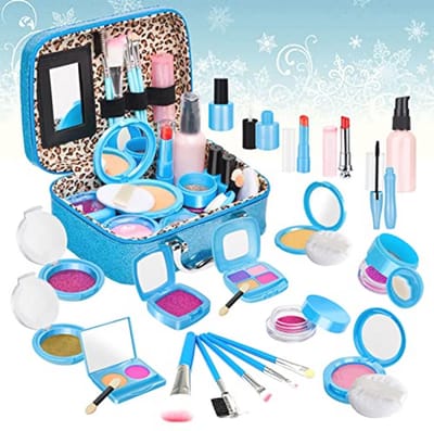 ANGREEL Kinderen Make-up Sets voor Meisjes, 23 Stuks Pretend Make-up Speelgoed Spel met Cosmetica-kast, Rollenspel Schoonheid Verjaargank voor Prinsessen 3 4 5 6 7 jaar (GEEN echte make-up)
