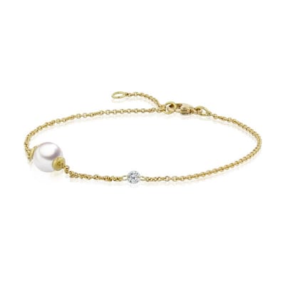 Luna-Pearls - 104.0551 - Armband - 585/-Geel goud met Zoetwater gekweekte parel