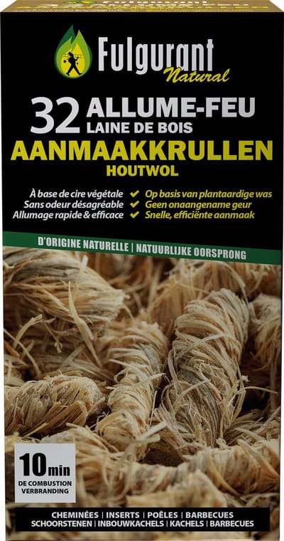 Fulgurant - 32 Houtwol aanmaakkrullen - 100% natuurlijk