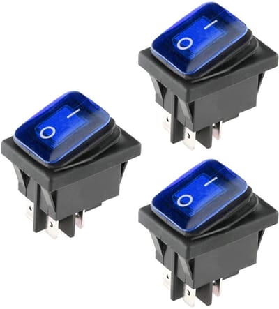 Allecto - Ronde Car Rocker Switch - Waterdicht - 12V 20A - Blauw Indicatie LED - Geschikt voor Auto's en Boten - Hoogwaardige schakelaar