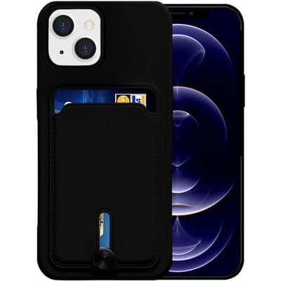 ShieldCase Siliconen hoesje met pasjeshouder geschikt voor iPhone 13 - hoesje met pashouder - ruimte voor pasjes - optimale berscherming - Zwart