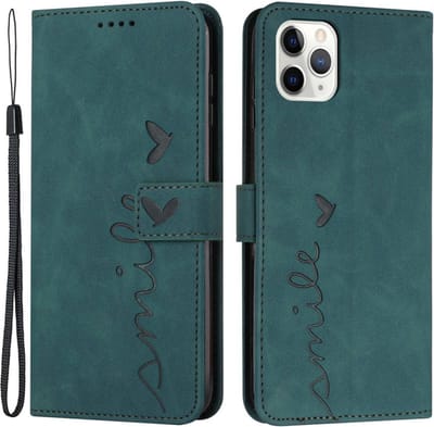 Coverup Hoesje - Geschikt voor iPhone 14 Pro Hoesje - Coverup Smile Book Case - Groen