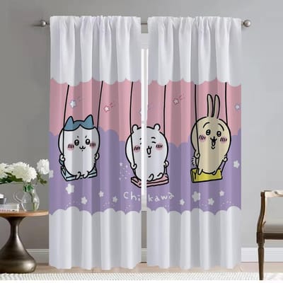 Scheidingswand Chiikawaes Halloween Decoratie Huis Interieur Gordijnen voor Camera Elegante Kamergordijnen 2 Stuks Woonkamergordijn W50xH70cmx2pcs-CL gray