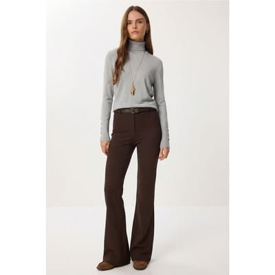Hoge Taille Flared Leg Broek met Riem
