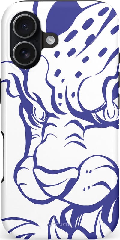 Casetastic hoesje geschikt voor Apple iPhone 17 - MagSafe - Dubbellaagse bescherming - Blauwe Panter Hoofd - Fashion Case - Wit Lavendel Donkerblauw Lichtgrijs