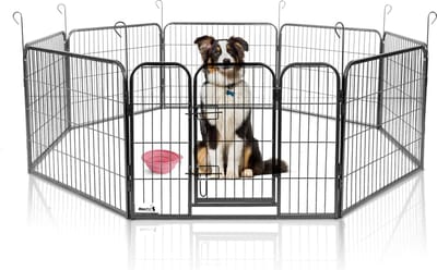 MaxxPet Puppyren - Hondenren- Puppyren met 8 kennelpanelen - Staal -80 x 60 cm Ø 210 cm