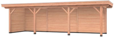 Douglas overkapping, 900 x 300, met achterwand en zijwand, Westwood Vrijbuiter Basic
