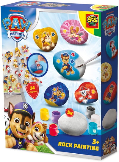 SES Creative Paw Patrol - Stenen schilderen - Happy Stones - Knutselen - Goed Uitwasbaar - Voor Kinderen Vanaf 3 Jaar - 6 Kleuren - 34 stickers
