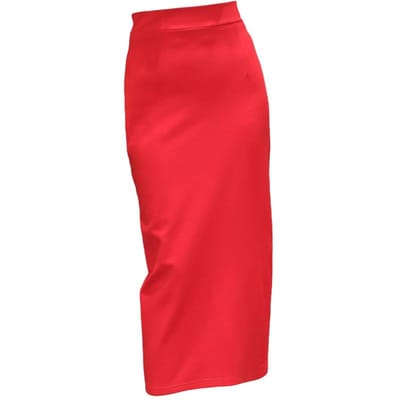 Flatterende Heupomsluitende Rok Stijlvolle Dames Midi-rok met Hoge Taille en Achtersplit voor Office Lady voor Rondingen voor Verkopers XXL red