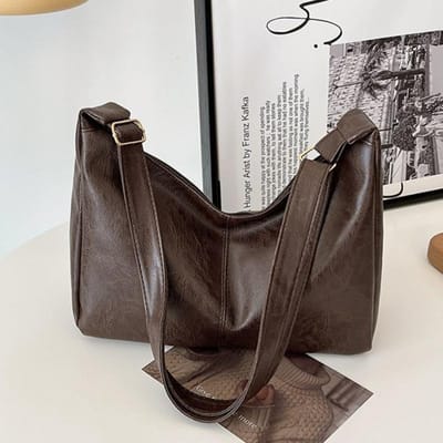 PU Leer Pendelaar Mode Vintage Casual Tote Tas Stijlvolle Crossbody Tassen voor Vrouwen Textuur Grote Capaciteit Temperament koffie