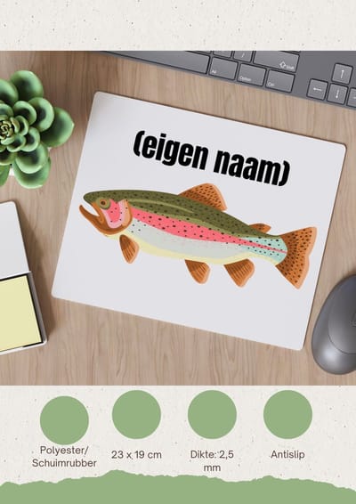 Akyol - vis met eigen naam Muismat - Vis - vissen liefhebbers - iemand die houdt van vissen - verjaardag - cadeau - kado - 23 bij 19 cm