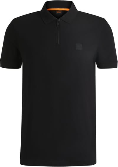 BOSS ORANGE Passerzip Polo's & T-shirts Heren - Polo shirt - Zwart - Maat S