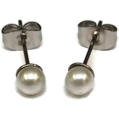 Aramat Jewels | Oorbellen | Witte Parel Oorbellen van Chirurgisch Staal | | | | | | Kinderen, Volwassenen | Verkleurd niet