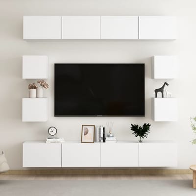 vidaXL - 8-delige - Tv-meubelset - bewerkt - hout - wit