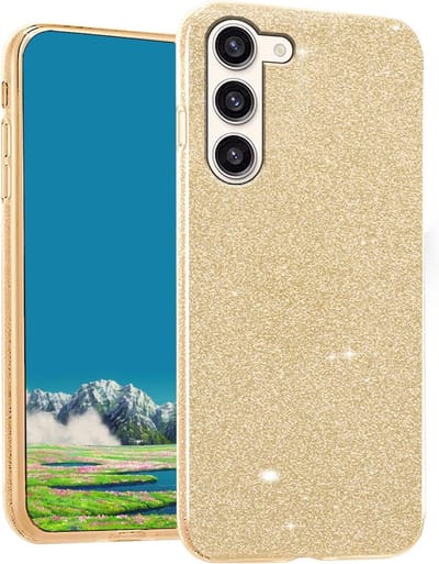 Casemania Hoesje Geschikt voor Samsung Galaxy S24 - Goud - Glitter Back Cover
