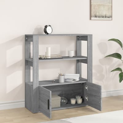 vidaXL - Dressoir - 80x30x90 - cm - bewerkt - hout - grijs - sonoma - eikenkleurig