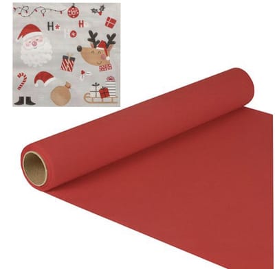 Tafelloper papier "ROYAL Collection" 5 m x 40 cm rood (1 rol) en 20 x Kerst Servetten "Vive Noel" 33x33cm 3 Laags / Papieren kerstservetten - Papieren wegwerpservetten