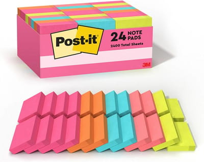 Mini Sticky Notes - 1.5x2 inch, 24 Pads, Kleurrijke en Recyclebare Notities voor Kantoor en Planner